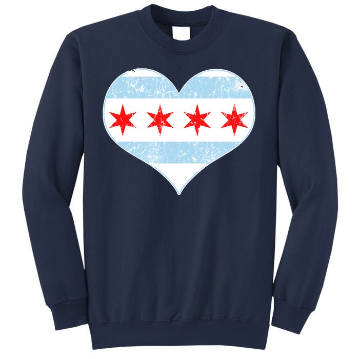 Vintage Faded Chicago Flag Heart Gift Sweatshirt