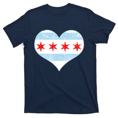 Vintage Faded Chicago Flag Heart Gift T-Shirt