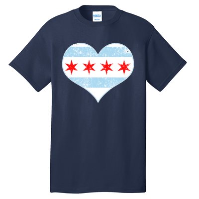 Vintage Faded Chicago Flag Heart Gift Tall T-Shirt