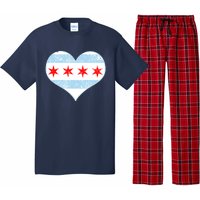 Vintage Faded Chicago Flag Heart Gift Pajama Set