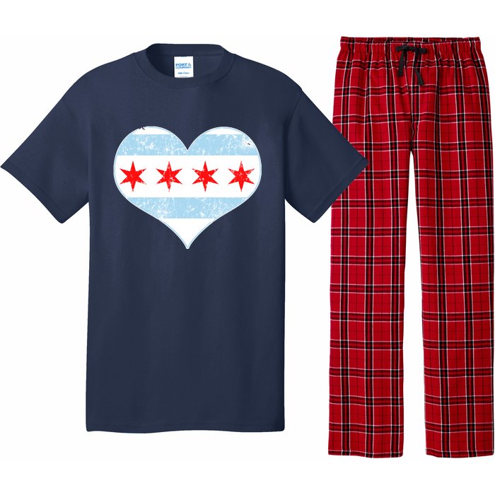 Vintage Faded Chicago Flag Heart Gift Pajama Set