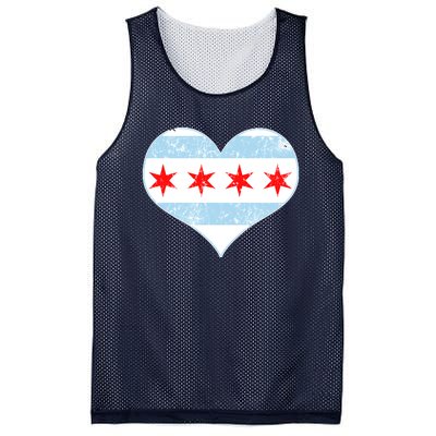 Vintage Faded Chicago Flag Heart Gift Mesh Reversible Basketball Jersey Tank