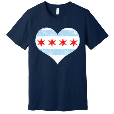 Vintage Faded Chicago Flag Heart Gift Premium T-Shirt