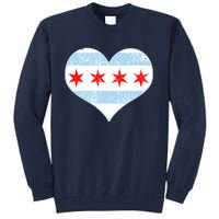 Vintage Faded Chicago Flag Heart Gift Tall Sweatshirt