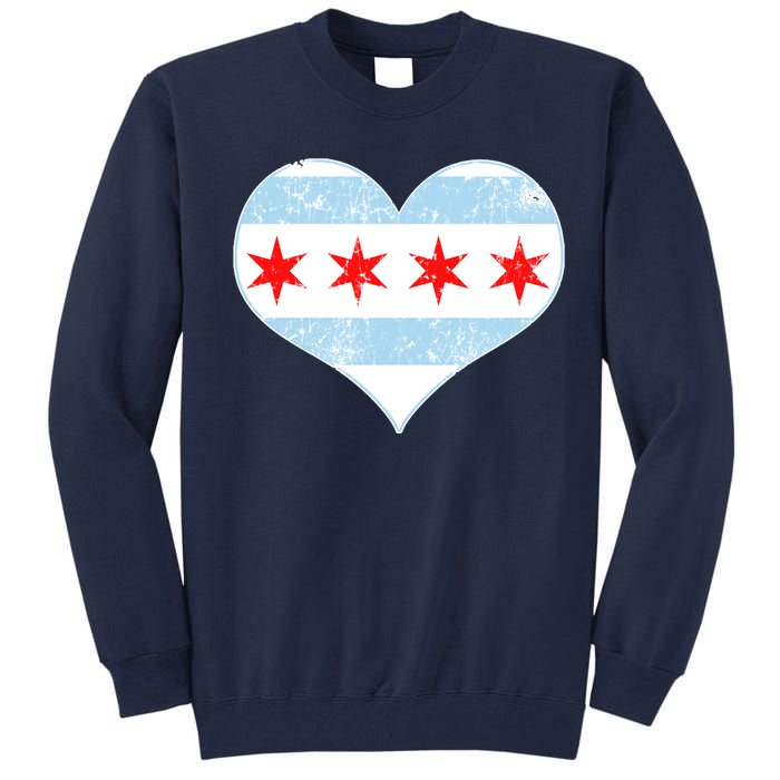 Vintage Faded Chicago Flag Heart Gift Tall Sweatshirt