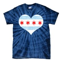 Vintage Faded Chicago Flag Heart Gift Tie-Dye T-Shirt