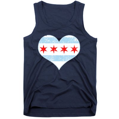 Vintage Faded Chicago Flag Heart Gift Tank Top