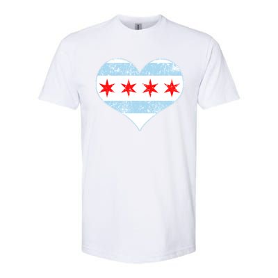 Vintage Faded Chicago Flag Heart Gift Softstyle® CVC T-Shirt