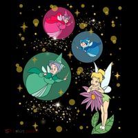 Vintage Fairies Characters Group Flora Fauna Merryweather Button