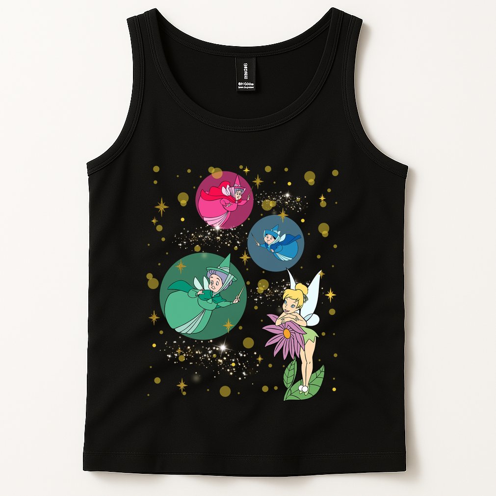 Vintage Fairies Characters Group Flora Fauna Merryweather Tank Top