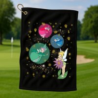 Vintage Fairies Characters Group Flora Fauna Merryweather Golf Towel