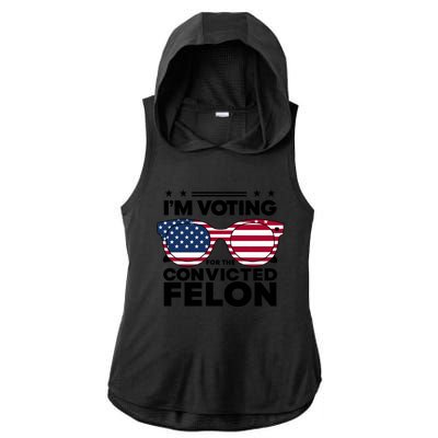 Voting For Convicted Felon Graphic Ladies PosiCharge Tri-Blend Wicking Draft Hoodie Tank