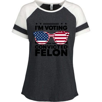 Voting For Convicted Felon Graphic Enza Ladies Jersey Colorblock Tee