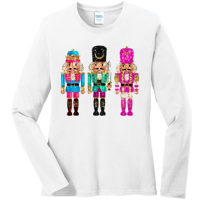 Vintage Funny Cheerful Nutcrackers Christmas Ladies Long Sleeve Shirt