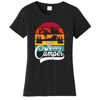 Vintage Funny Camping Hiking Lover Present Happy Camper Gift Women's T-Shirt