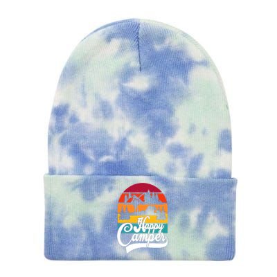 Vintage Funny Camping Hiking Lover Present Happy Camper Gift Tie Dye 12in Knit Beanie