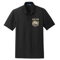 Vintage Faith Can Move Mountains Christian Dry Zone Grid Polo