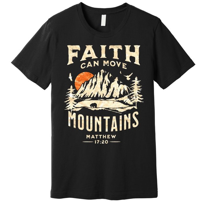 Vintage Faith Can Move Mountains Christian Premium T-Shirt