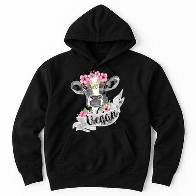 Vegan Funny Cow With Flower Headband Gift Hoodie