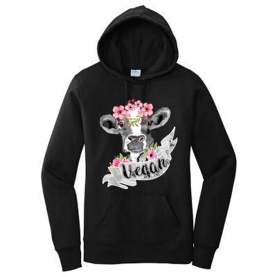 Vegan Funny Cow With Flower Headband Gift Women's Pullover Hoodie