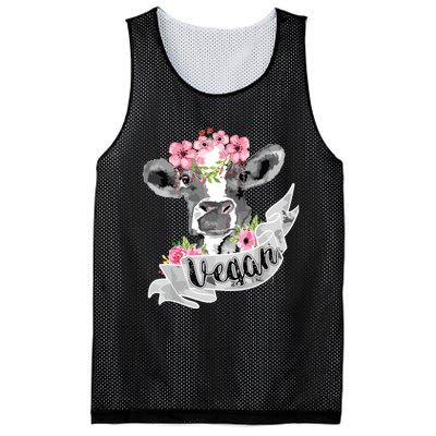 Vegan Funny Cow With Flower Headband Gift Mesh Reversible Basketball Jersey Tank