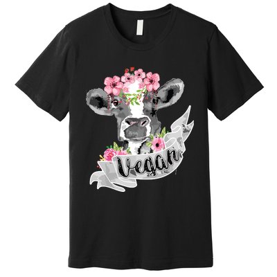 Vegan Funny Cow With Flower Headband Gift Premium T-Shirt