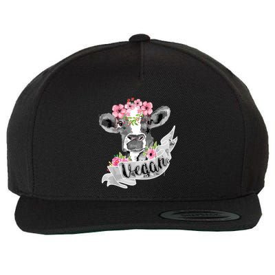 Vegan Funny Cow With Flower Headband Gift Wool Snapback Cap