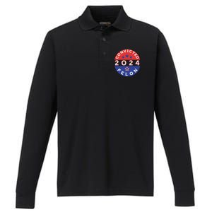 Voting For Convicted Felon Funny 2024 Performance Long Sleeve Polo