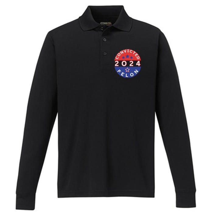 Voting For Convicted Felon Funny 2024 Performance Long Sleeve Polo