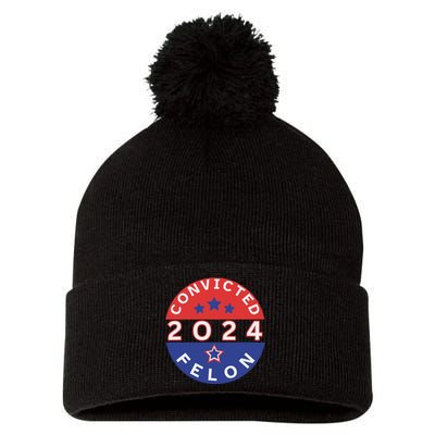 Voting For Convicted Felon Funny 2024 Pom Pom 12in Knit Beanie