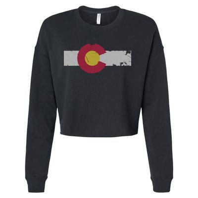 Vintage Fade Colorado Flag Cropped Pullover Crew
