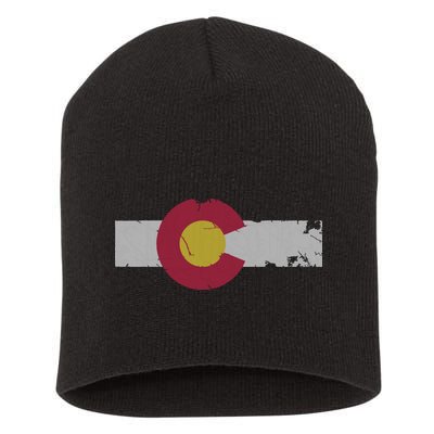 Vintage Fade Colorado Flag Short Acrylic Beanie