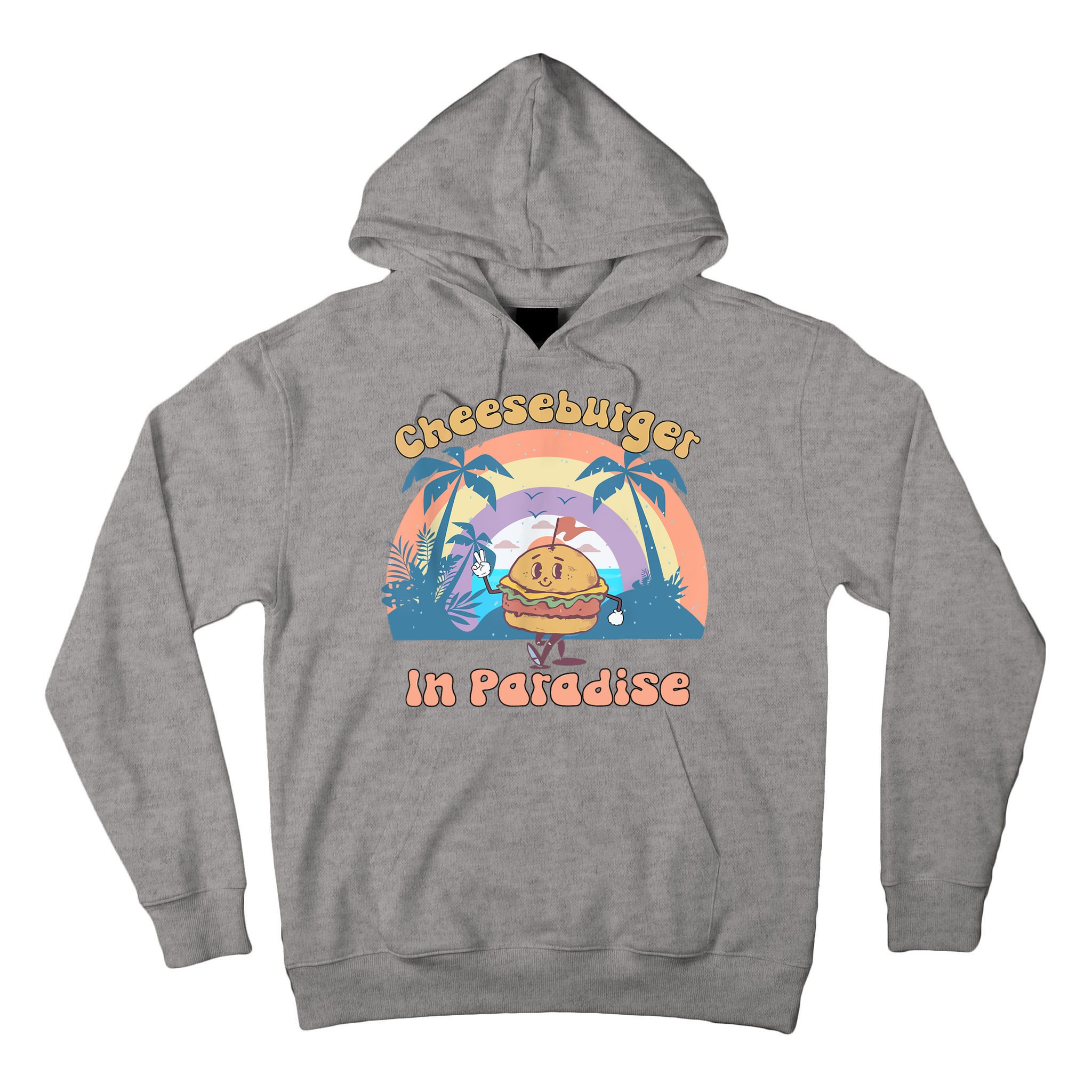Vintage Funny Cheeseburger In Paradise Summer Vacation Vibe Tall Hoodie