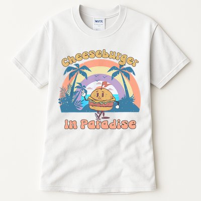 Vintage Funny Cheeseburger In Paradise Summer Vacation Vibe Tall T-Shirt