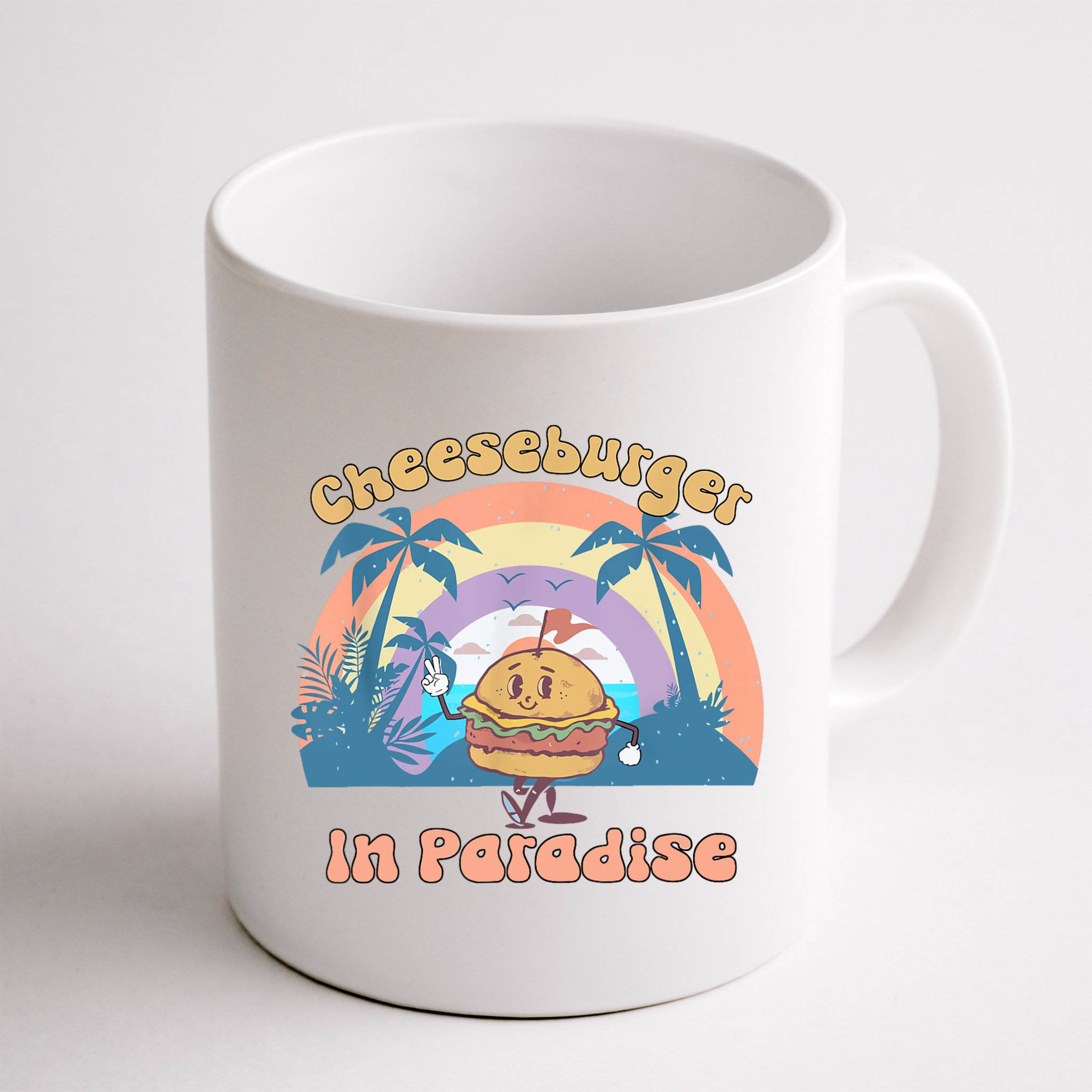 Vintage Funny Cheeseburger In Paradise Summer Vacation Vibe Mug