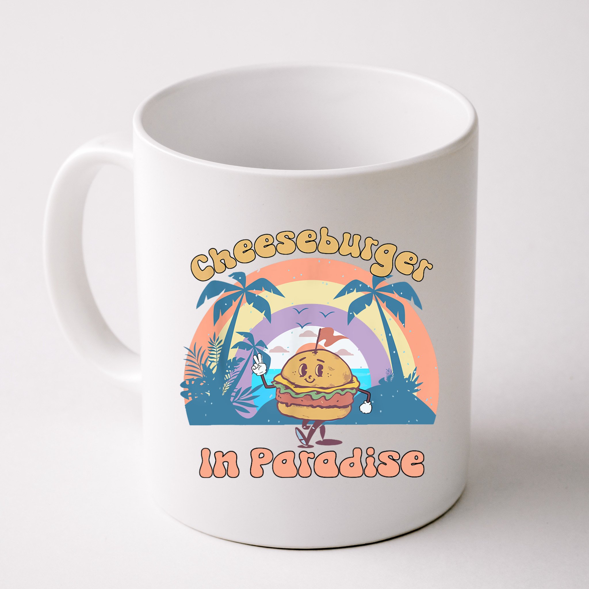 Vintage Funny Cheeseburger In Paradise Summer Vacation Vibe Mug