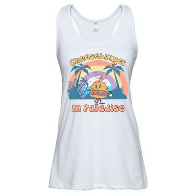 Vintage Funny Cheeseburger In Paradise Summer Vacation Vibe Ladies Essential Flowy Tank