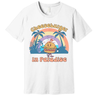 Vintage Funny Cheeseburger In Paradise Summer Vacation Vibe Premium T-Shirt