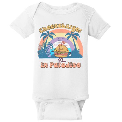 Vintage Funny Cheeseburger In Paradise Summer Vacation Vibe Baby Bodysuit