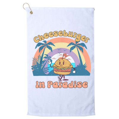 Vintage Funny Cheeseburger In Paradise Summer Vacation Vibe Golf Towel