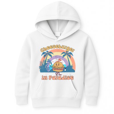 Vintage Funny Cheeseburger In Paradise Summer Vacation Vibe Kids Hoodie
