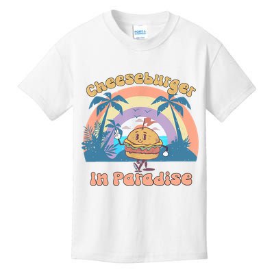 Vintage Funny Cheeseburger In Paradise Summer Vacation Vibe Kids T-Shirt