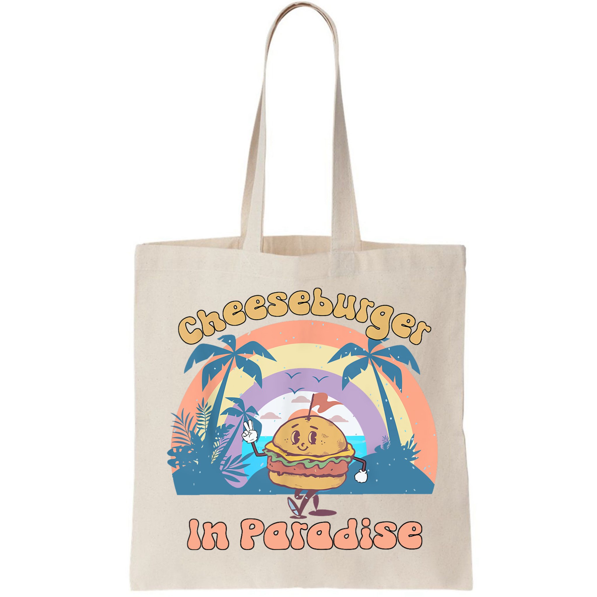 Vintage Funny Cheeseburger In Paradise Summer Vacation Vibe Bag