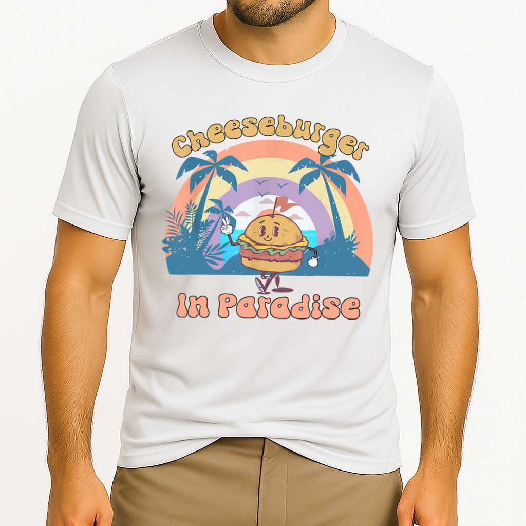 Vintage Funny Cheeseburger In Paradise Summer Vacation Vibe Cooling Performance Crew T-Shirt