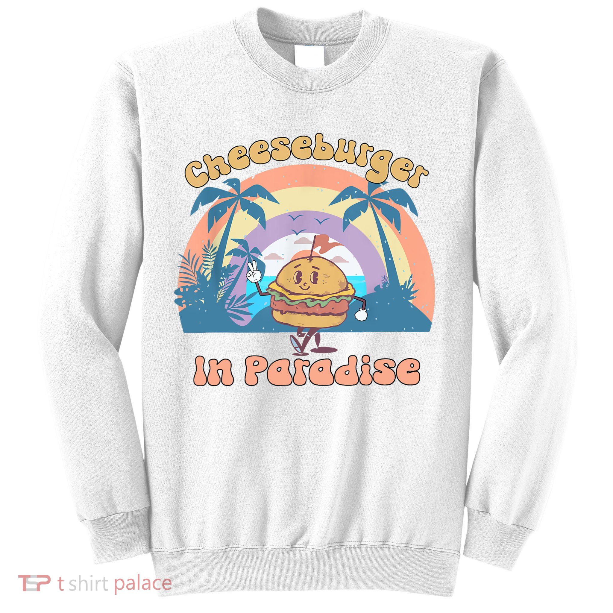Vintage Funny Cheeseburger In Paradise Summer Vacation Vibe Sweatshirt