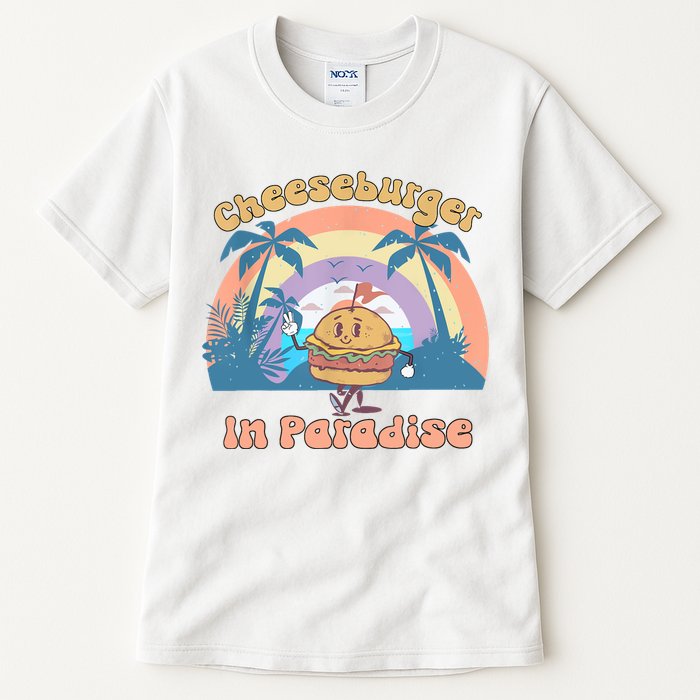 Vintage Funny Cheeseburger In Paradise Summer Vacation Vibe Tall T-Shirt