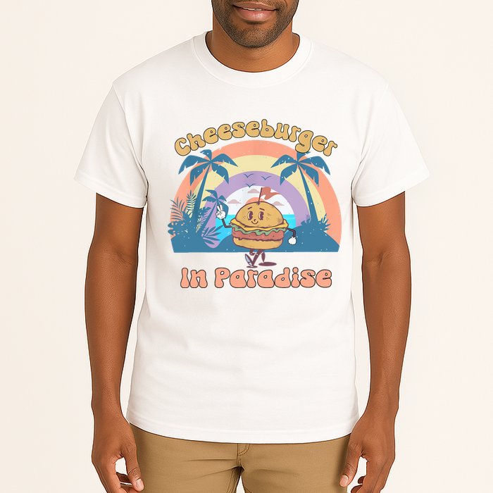 Vintage Funny Cheeseburger In Paradise Summer Vacation Vibe Tall T-Shirt
