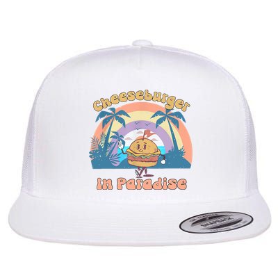 Vintage Funny Cheeseburger In Paradise Summer Vacation Vibe Flatbill Hat