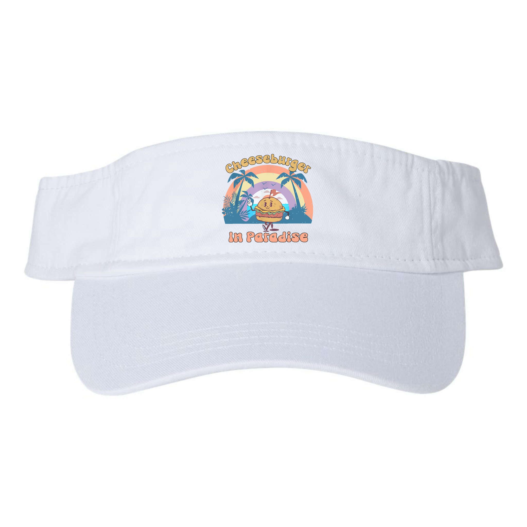 Vintage Funny Cheeseburger In Paradise Summer Vacation Vibe Visor