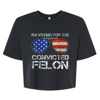 Voting For Convicted Felon 2024 Us Flag Bella+Canvas Jersey Crop Tee